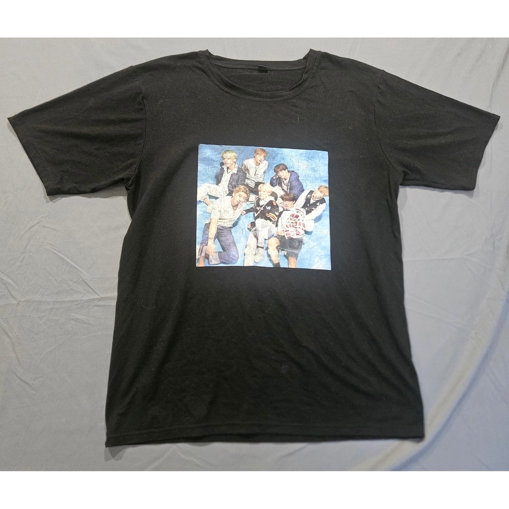 BTS T-Shirt Men Large Black Good Boy With Luv Graphic K-Pop Fan Tee